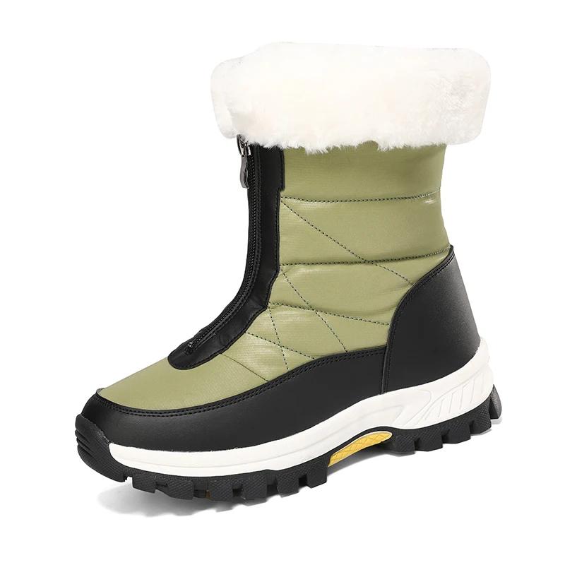 플러스 플러시 여성용 산악 하이킹 부츠, 편안한 내부 따뜻한 모피, 소녀 캠핑 신발, 따뜻한 눈 워킹 슈즈
